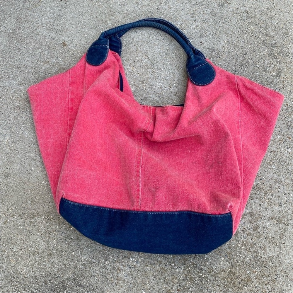 Red and blue Denim bag
